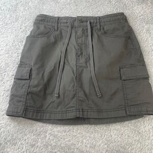 Hollister Cargo Mini Skirt Womens Medium Grey Utility Drawstring Pockets